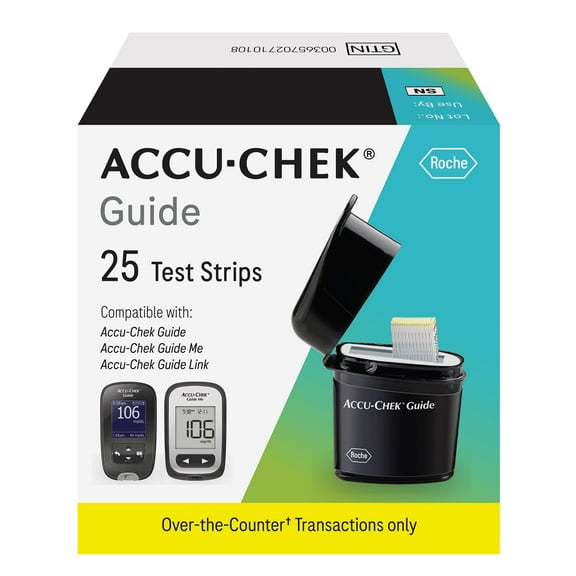 Accu-Chek Guide Glucose Strips for Diabetic Blood Sugar Testing (Pack of 25)