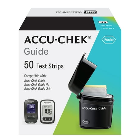 Accu-Chek Guide Glucose Strips for Diabetic Blood Sugar Testing (Pack of 50)