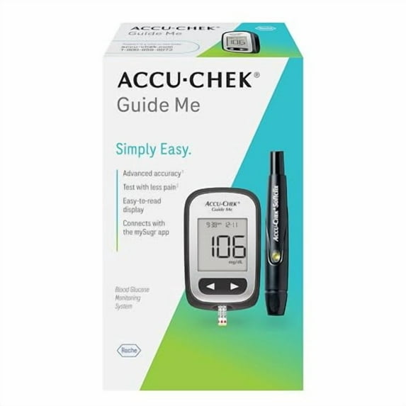 Accu-Chek Guide Me Glucose Monitor Kit for Diabetic Blood Sugar Testing: Guide Me Meter, Softclix Lancing Device, and 10 Softclix Lancets