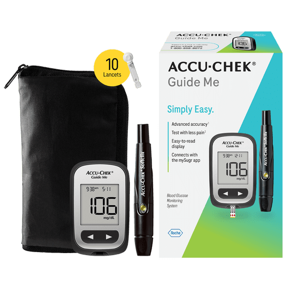 Accu-Chek Guide Me Glucose Monitor Kit for Diabetic Blood Sugar Testing: Guide Me Meter, Softclix Lancing Device, and 10 Softclix Lancets