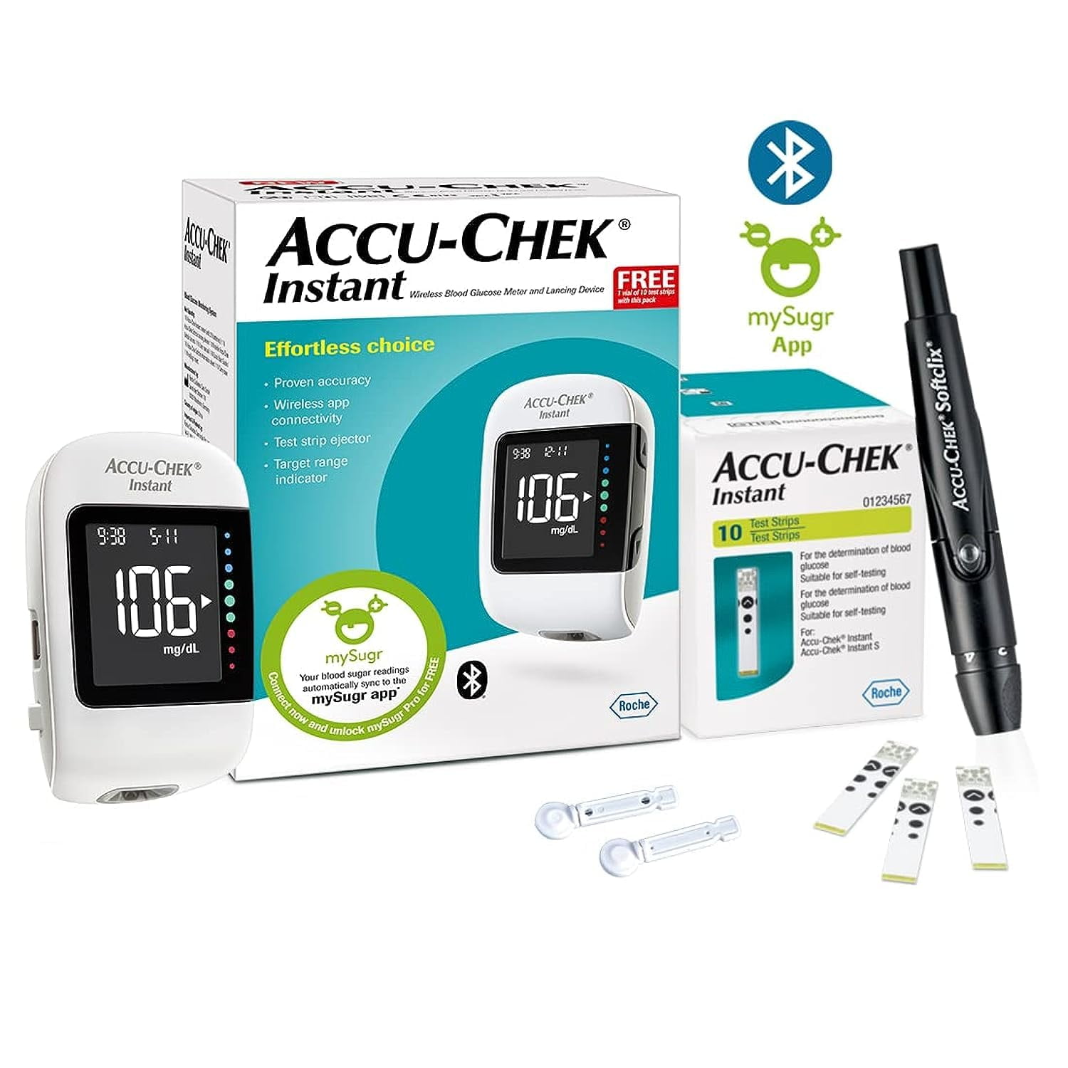 AccuChek Instant Blood Glucose (With Bluetooth) With Vial