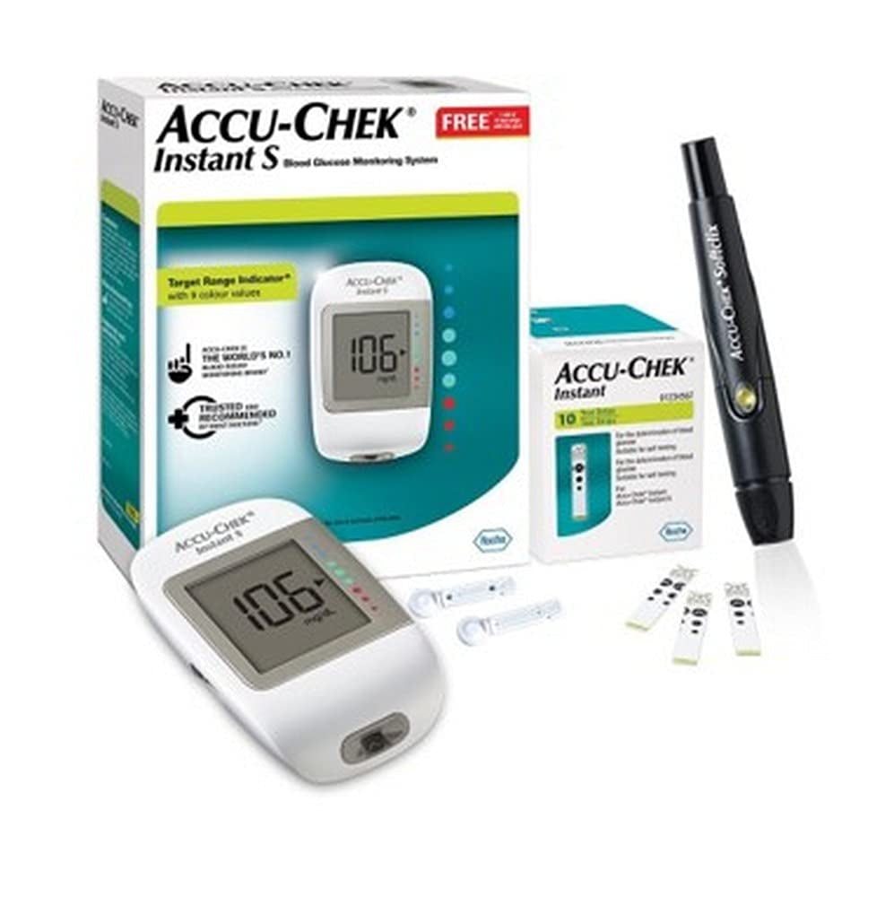 AccuChek Instant S Blood Glucose Kit With Vial Of 10 Strips