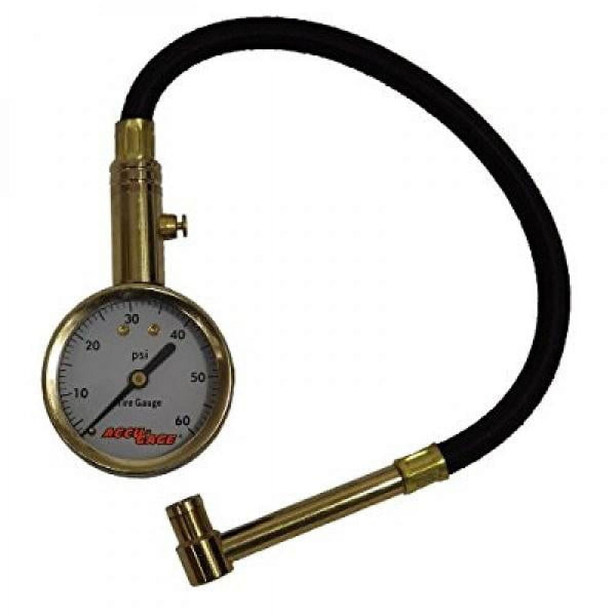 Accu-Gage RA60X (5-60 PSI) Right Angle Chuck Dial Tire Pressure Gauge with Hose