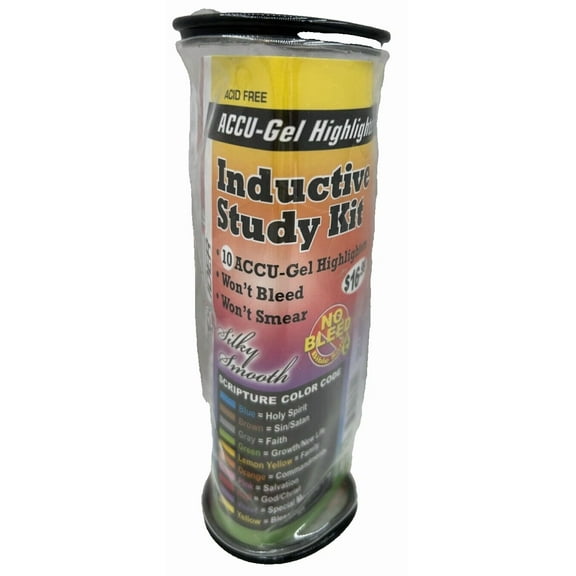 Accu-Gel Inductive Study Kit 10 Assorted Color No Bleed Highlighters Travel Bag