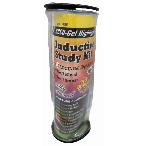 Accu-Gel Inductive Study Kit 10 Assorted Color No Bleed Highlighters Travel Bag