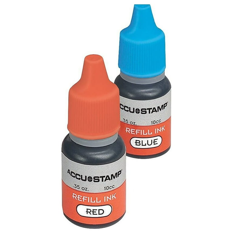 ACCU-STAMP Ink Refill for Pre-Ink Stamps, Blue and Red, Pack of 2,  .35oz/each