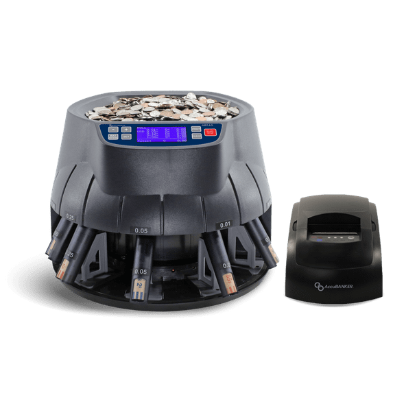 AccuBANKER AB510 Coin Sorter & Counter, Coin Roller and Wrapper Machine. Retail Grade. Designed & Engineered in the USA. CE Certified - Thermal Printer Included