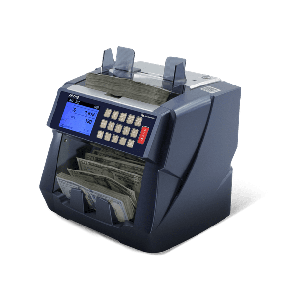 AccuBANKER AB7100 Mixed Bill Value Counter Cash Counting Machine with 5-point Counterfeit Detection, Holds 500 Bills Count 1200 Bills/min. Bank Grade. CE Certified