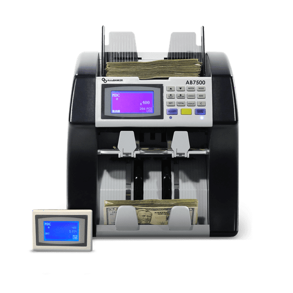 AccuBANKER AB7500 Dual Pocket Mixed Bill Counter 1200 Bills/Min, Black