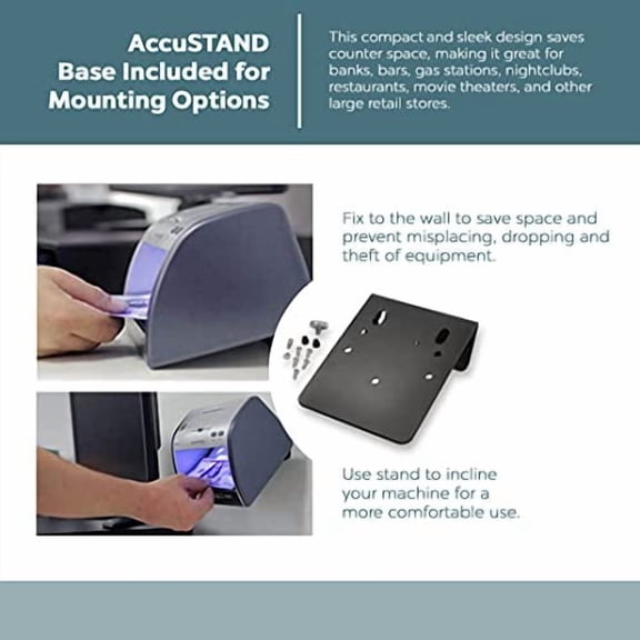 AccuBANKER Cash + Card Counterfeit Detector LED420 Money Checker with Superbright LEDs Ultraviolet & Size Detection (with AccuSTAND)