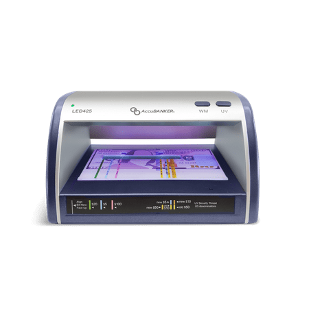 AccuBANKER LED425 3-Point Money and Card Counterfeit Detector with Most Advanced LED Technology, Compact Validator, Super Bright UV, Magnetic & Size Detection. CE Certified