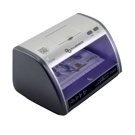 AccuBANKER LED430 6-Point Counterfeit Detector for Multi-Currency Cash & Cards, Money Checker with Superbright LED Ultraviolet, Magnetic & Size Detection, Commercial Grade, UL Listed