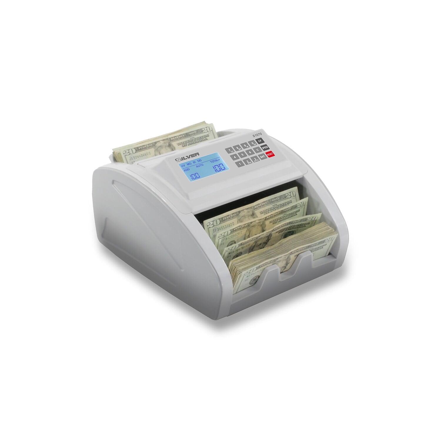 SILVER By AccuBANKER S1070 Powerful Compact Bill Money Counter with UV ...