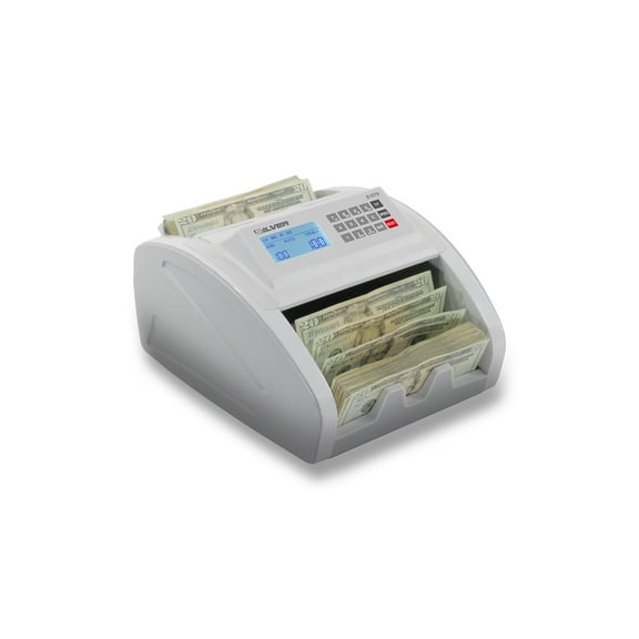 SILVER By AccuBANKER S1070 Powerful Compact Bill Money Counter with UV/MG/IR/DD Counterfeit Detection, Speed 1500 Bills/Min, NOM & CE Certified