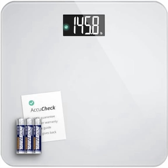 AccuCheck Digital Scale for Body Weight - Accurate Digital Bathroom Scale with High-Precision Sensors, Large Easy-to-Read Backlit Display, 400 lb Capacity, Auto Step-On (Gray)