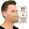 thumbnail image 1 of AccuMed BNX 20-Pack KN95 Face Mask, Disposable Particulate KN95 Mask Made in USA, Protection Against Dust, Pollen and Haze (20 Pack) (Earloop) (Model: E95) Tan, 1 of 4