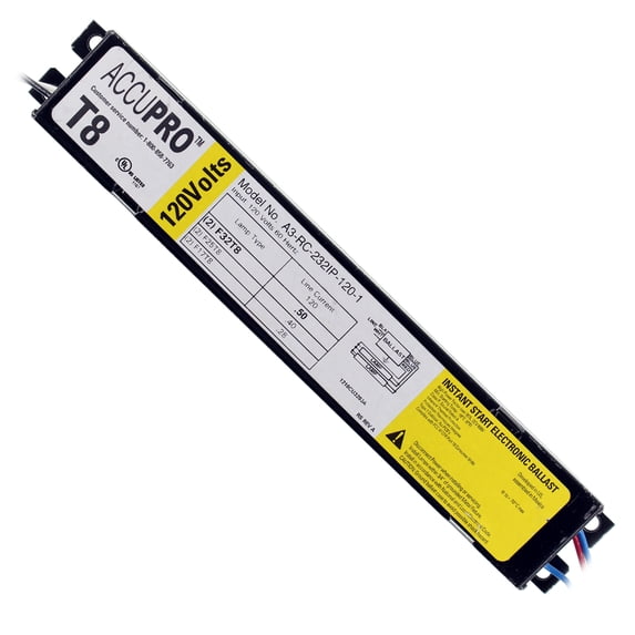 AccuPro A3-RC-232IP-120-1 Instant-Start Electronic Ballast, 2-Lamp, 32W T8, F32T8, 120V
