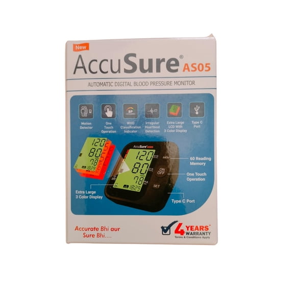 AccuSure Automatic Digital Blood Pressure Monitor (AS05) Easy-to-Use, Accurate Measurement, LCD Display, Compact Design