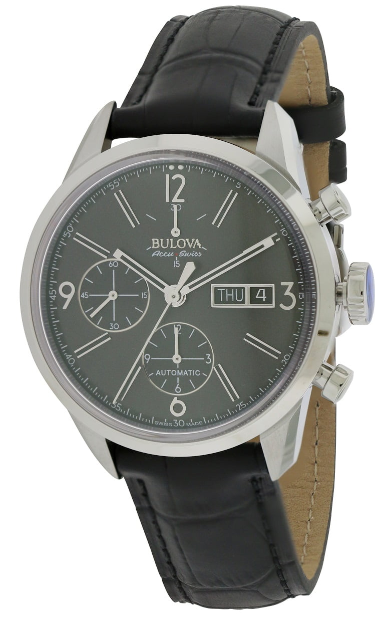 AccuSwiss Mechanical Hand Leather Chronograph Men s Watch 63C115
