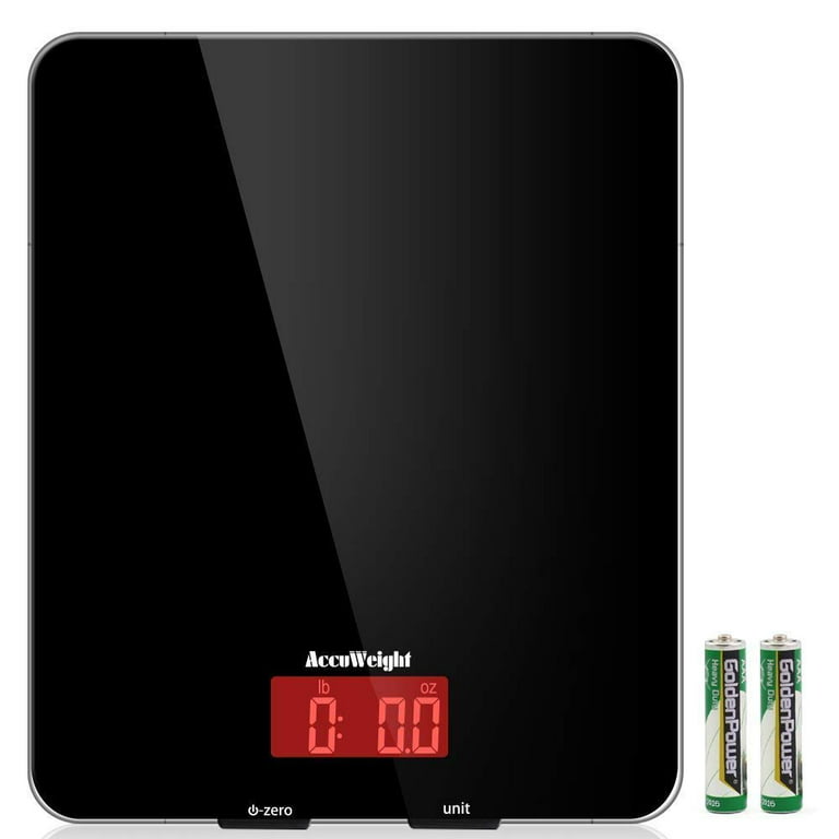 AccuWeight Digital Kitchen Scale Multifunction Meat Food Scale with LCD  Display for Baking Kitchen Cooking Tempered Glass Surface, Black