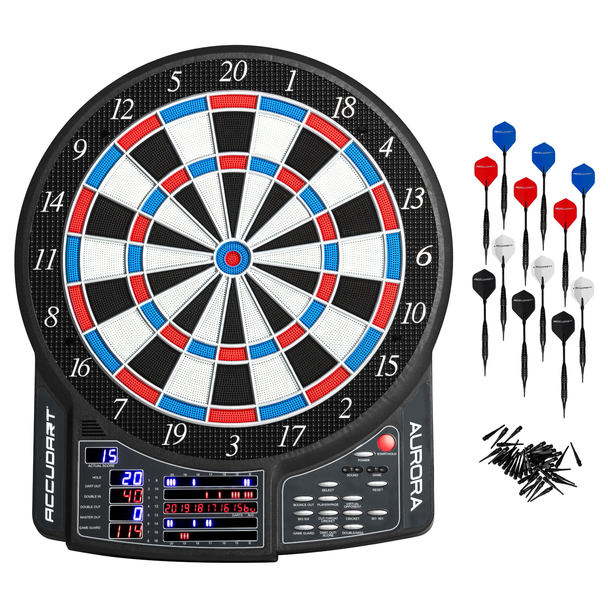 Accudart Aurora 15.5" Electronic Dartboard - 41 Games with 323 Variations - Official Tournament-Sized - 10 LED Displays - Advanced Features