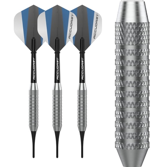 Accudart Soft Tip Dart Set 1.0 - Nickel Plated Steel Barrel - Knurled Patterned Grip - Polycarbonate Shaft - Standard Shape Flights