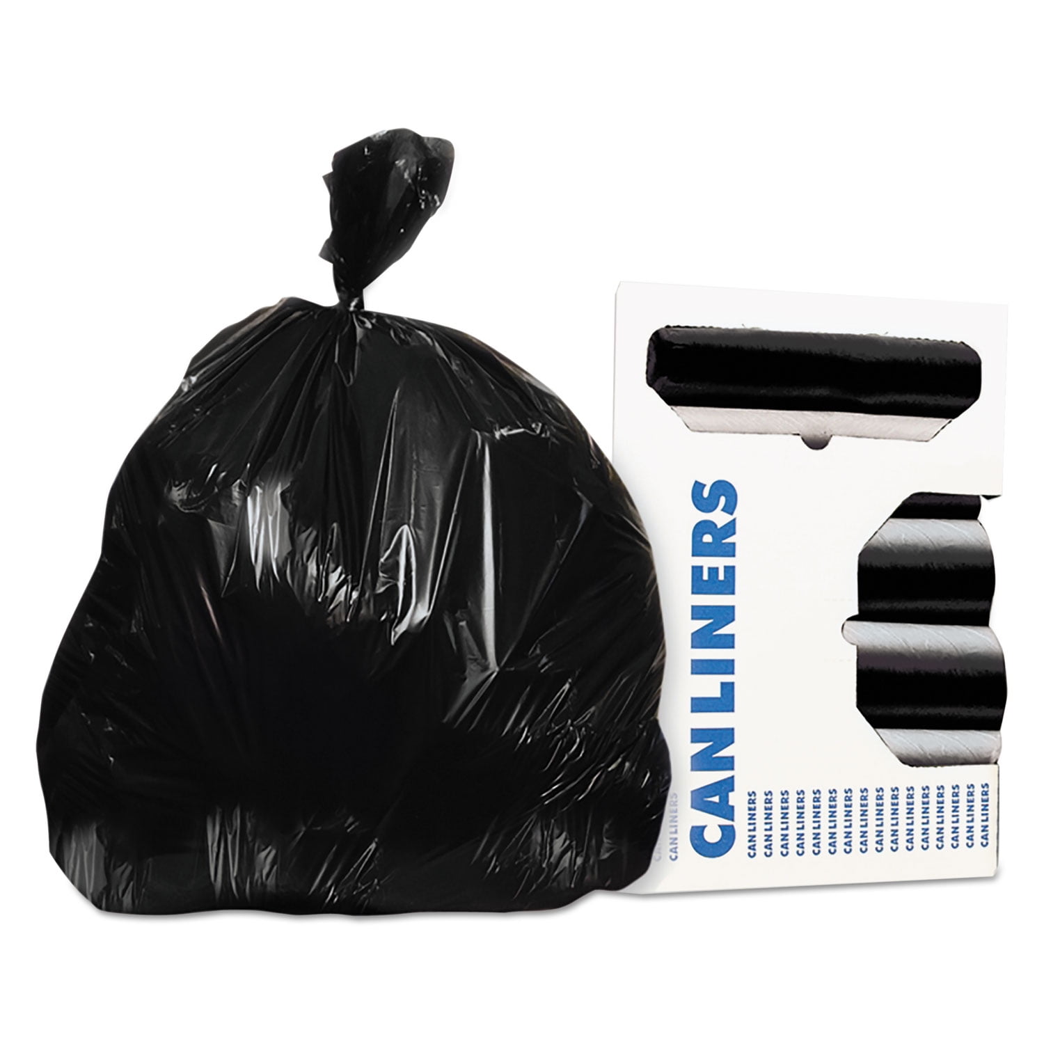 Accufit® Linear Low Density Can Liners With Accufit Sizing, 55 Gal, 1.3 Mil, 40" X 53", Black, 100/carton