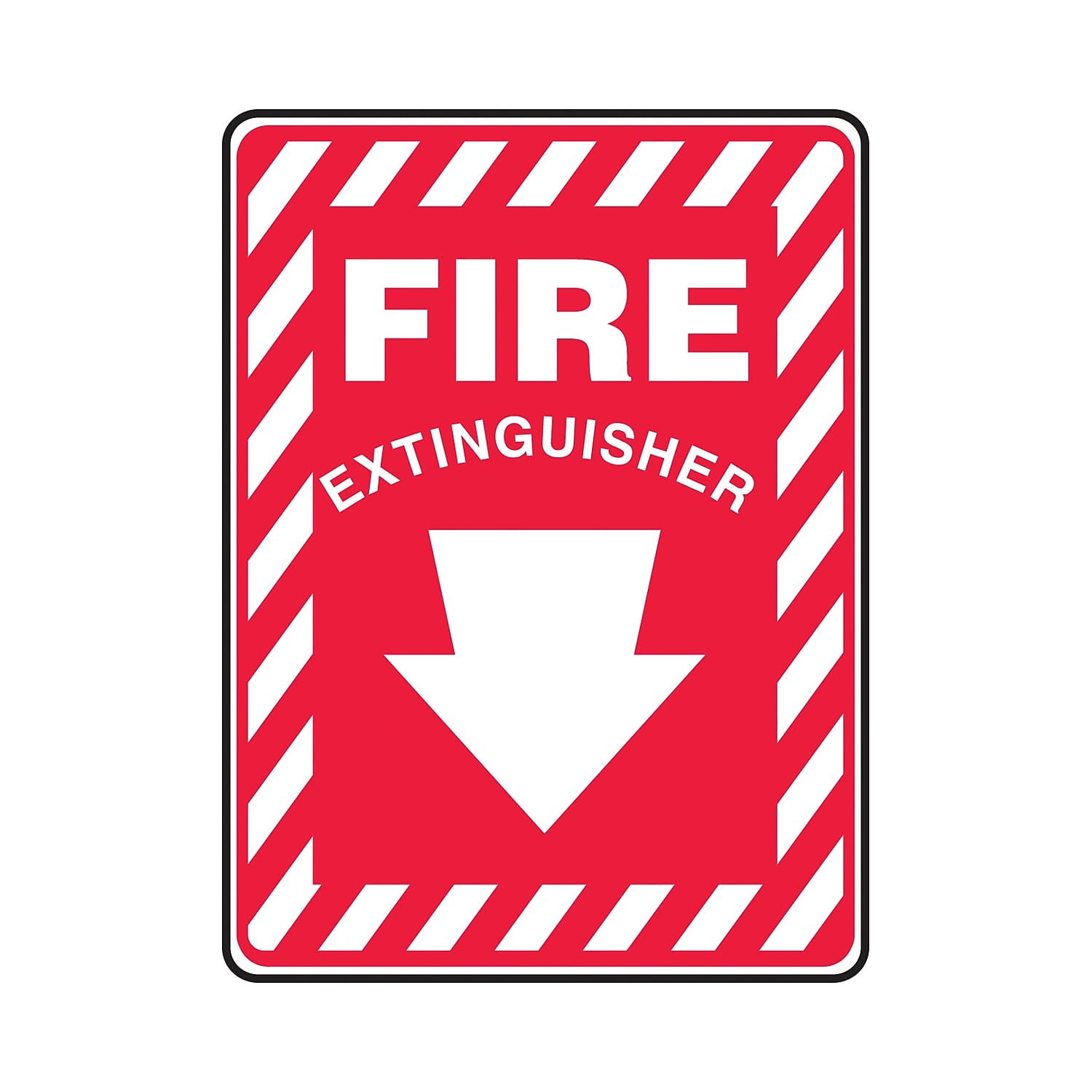 Accuform 10" x 7" Plastic Fire Safety Sign "FIRE EXTINGUISHER (ARROW)" White On Red (MFXG417VP)