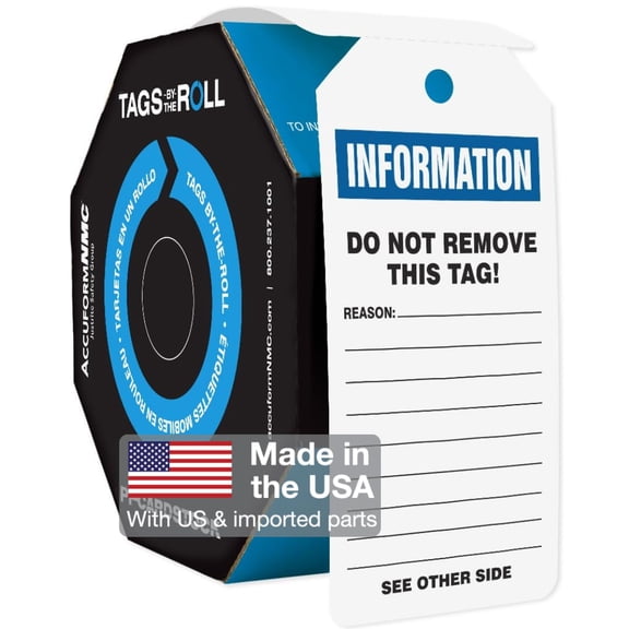 Accuform 100 Inspection and Status Record Tags by-The-Roll, Information, US Made OSHA Compliant Tags, Waterproof PF-Cardstock, Resists Tears, 6.25"x3", TAR720 CA2