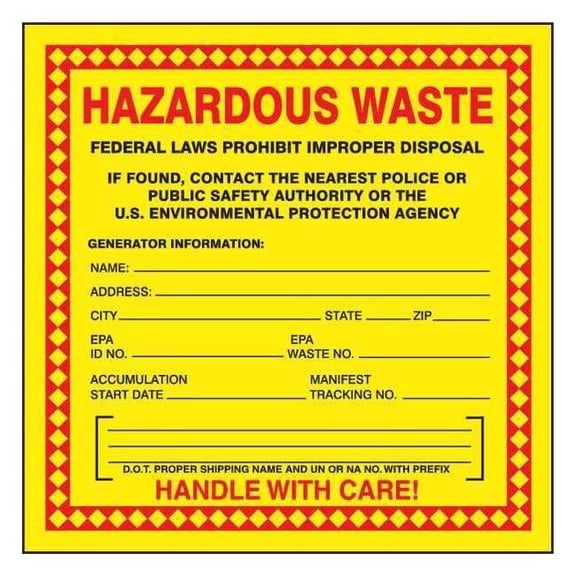 Accuform Hazardous Waste Label,6 In. H,PK25, MHZW20EVP MHZW20EVP
