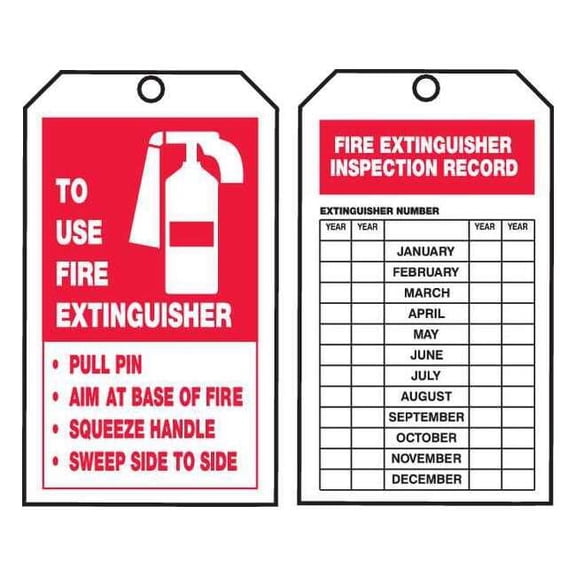 Tag, Fire Extinguisher, Cardstock, 6 1/4 in H x 3 in W, White, Rectangle, 250 PK TAR732