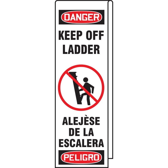 Accuform KLB763 Ladder Shield Wrap, Legend "Danger Do Not Climb On Ladder" (Spanish Bilingual), 10-Ounce Reinforced Vinyl with Metal Grommets, 87" Length x 13" Width, Includes Padlock with Key CA2