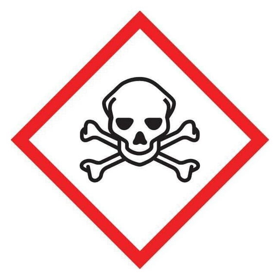 accuform lzh606ps2 ghs pictogram label, skull & crossbones, 1" length x 1" width, adhesive coated paper, red/black on white (roll of 250)