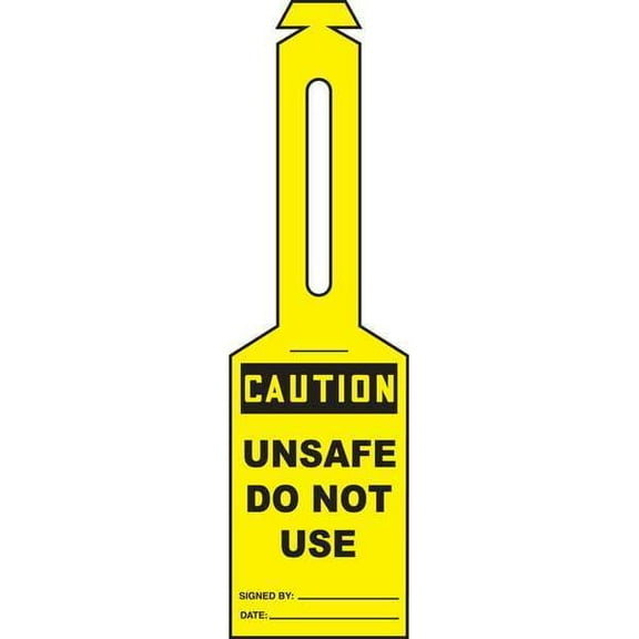 Accuform Loop n Strap Caution Tag,5 1/4in H,PK25 TAL314