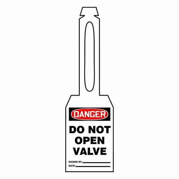 Danger Tag, General Safety, Plastic, 5 1/4 in H x 3 1/4 in W, White, Rectangle, 25 PK
