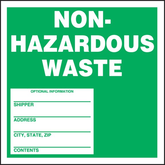Accuform MHZW11EVC Adhesive-Poly Vinyl Hazardous Waste Label, Legend WASTE - SHIPPER - ADDRESS - CITY,STATE,ZIP - CONTENTS - ", 6" Length x 6" Width x 2.6 mil Thickness, Green/White CA1