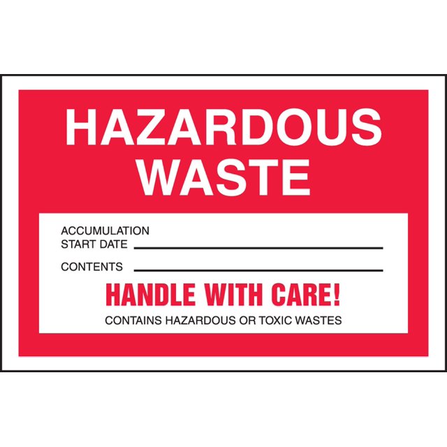 Accuform MHZW15PSC Adhesive Coated Paper Hazardous Waste Label, Legend