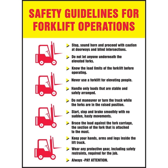 Accuform PST759 Safety Awareness Poster, "Safety GUIDELINES for Forklift Operations", 24" Length x 18" Width, Laminated Flexible Plastic