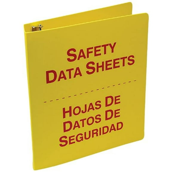 Accuform SBZRS642 Spanish Bilingual Safety Data Sheets (SDS) Binder, 3-Ring, 2-1/2", Red/Yellow, with 36" Metal Security Chain CA1