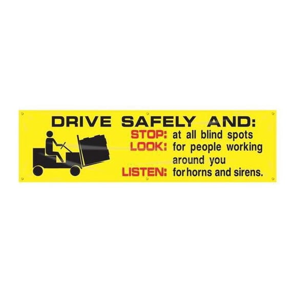 Accuform Safety Banner,28in x 96in,Poly Sheeting MBR830