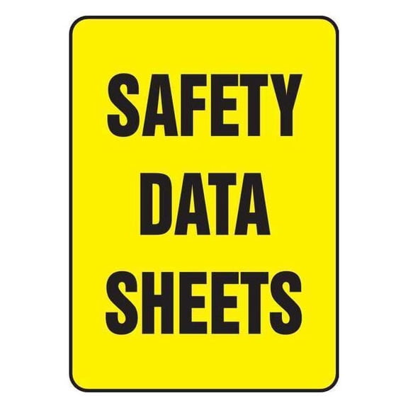 Safety Data Sheets Safety Sign, 14 in Height, 10 in Width, Rectangle