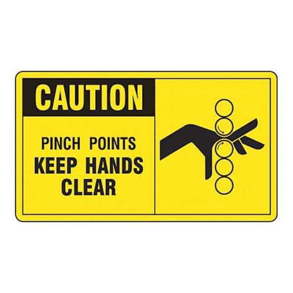 Safety Label, 3 1/2 in Height, 5 in Width, Vinyl, Horizontal Rectangle, English