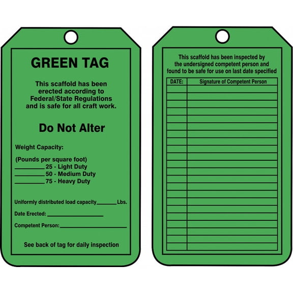 Accuform Safety Tag,5 3-4in H,3 1-4in W,PK25 TRS209CTP TRS209CTP ZO-G7596881