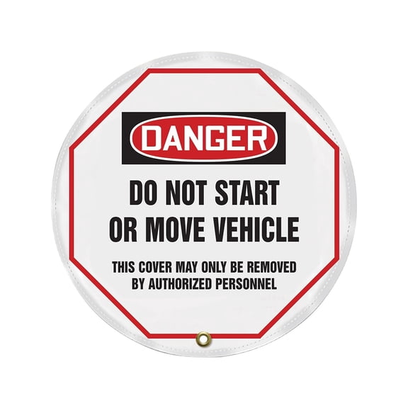 Accuform Signs 20" Vinyl OSHA Steering Wheel Cover "DANGER DO NOT START.." Black/Red On White KDD822