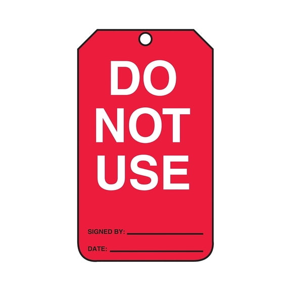 Safety Tag, Status Alert, Cardstock, 5 3/4 in H x 3 1/4 in W, Red, Rectangle, 25 PK