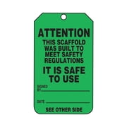 Accuform Signs 5 3/4" x 3 1/4" RP-Plastic Safety Tags "ATTENTION.." Black On Green TRS328PTP