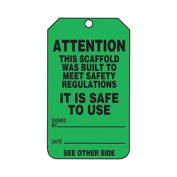 Accuform Signs 5 3/4" x 3 1/4" RP-Plastic Safety Tags "ATTENTION.." Black On Green TRS328PTP
