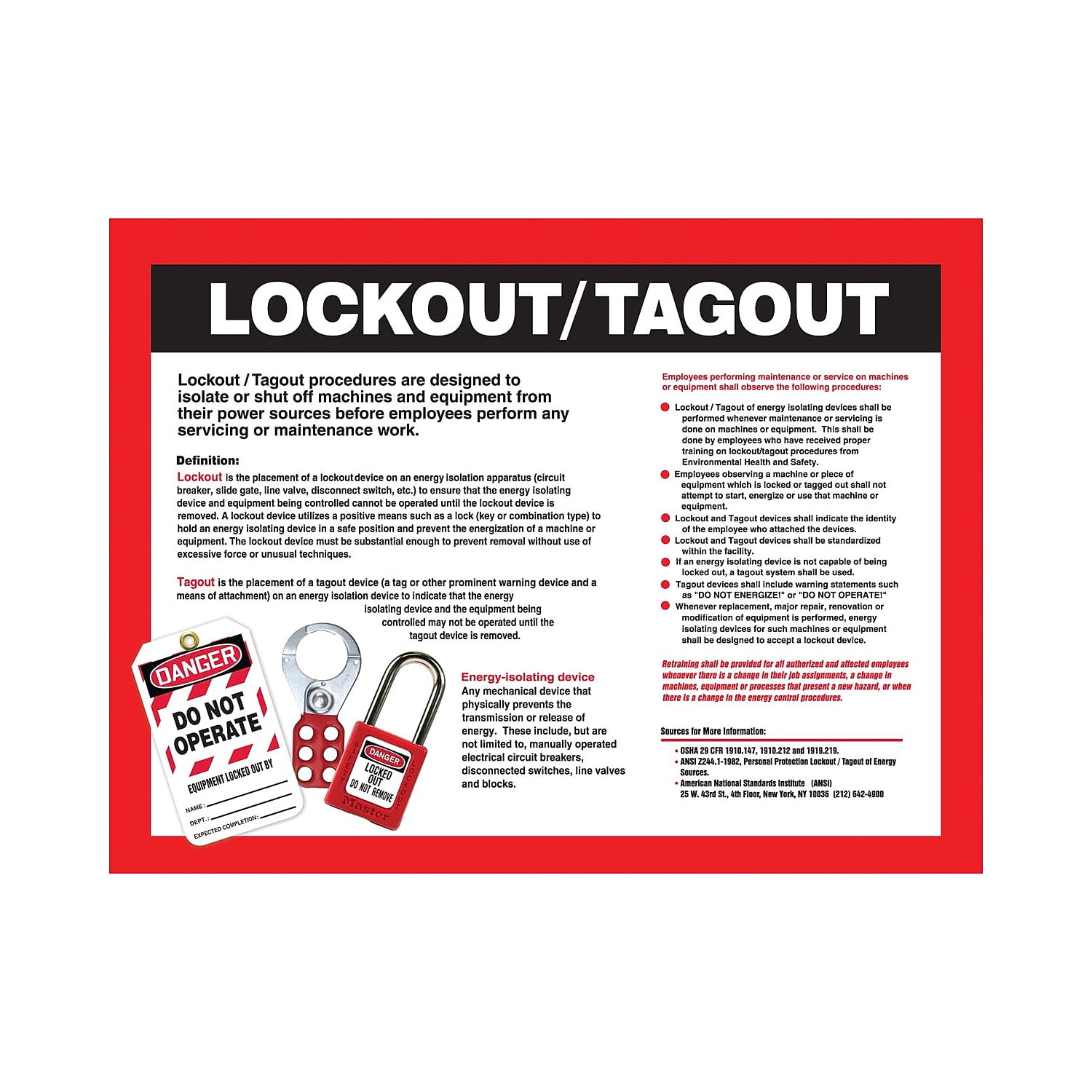Accuform Signs Lockout/Tagout Safety Awareness Poster Red/Black On ...