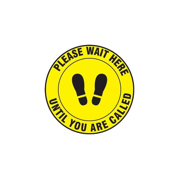 Accuform Slip-Gard Floor Decal "Please Wait Here Until You Are Called " Vinyl 17" Yellow (MFS340)