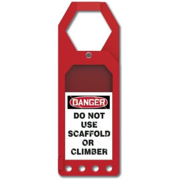 Accuform TSS902 Plastic Secure-Status Tag Holder, Default Legend Danger DO NOT USE Scaffold OR Climber, 10" Length x 3-1/2" Width x 3/8" Thickness, Red